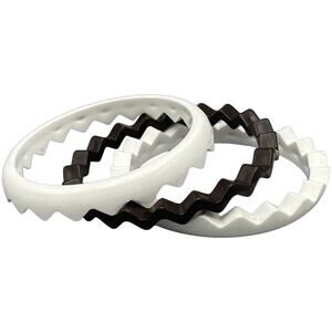 Vintage 3 in‎ 1 Zig Zag Plastic Bangle Bracelets Nesting White Brown Stackable